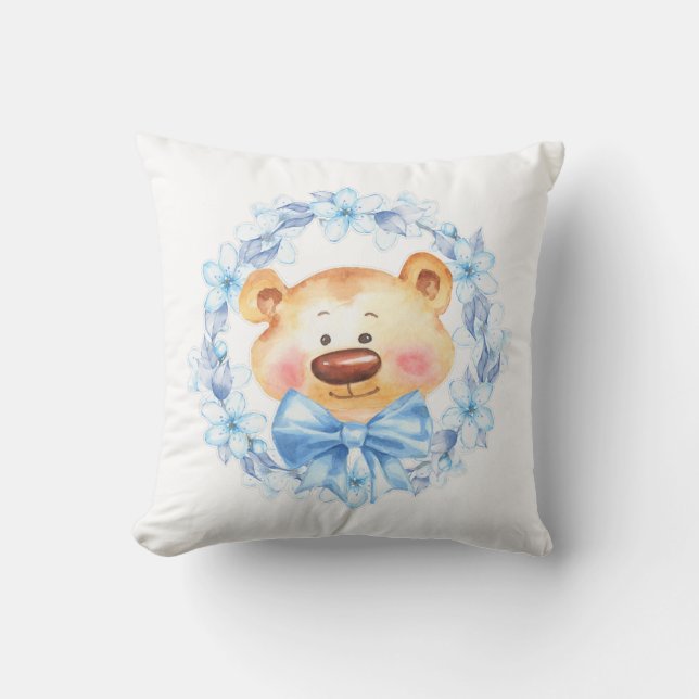 Teddy und Blumen Kissen (Vorderseite)