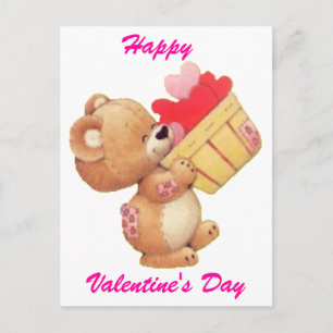 Teddy und ein Herzenskorb Feiertagspostkarte