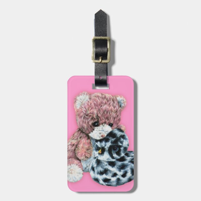 Teddy und Entenkinder mit dem Namen Gepäckanhänger (Vorderseite vertikal)