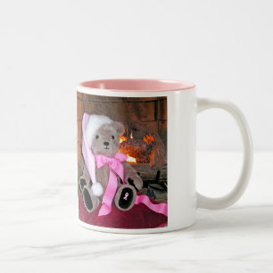 Teddy-WeihnachtsTassenrosa Weihnachtsmannmütze Zweifarbige Tasse