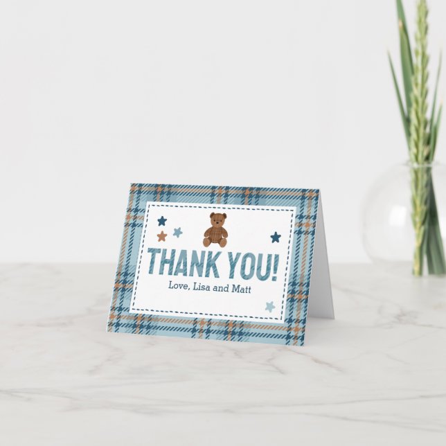 Teddybär 1. Geburtstag oder Baby Shower Danke  (Vorderseite)