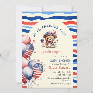 Teddybär All American Baby 4. Juli Babyparty Einladung