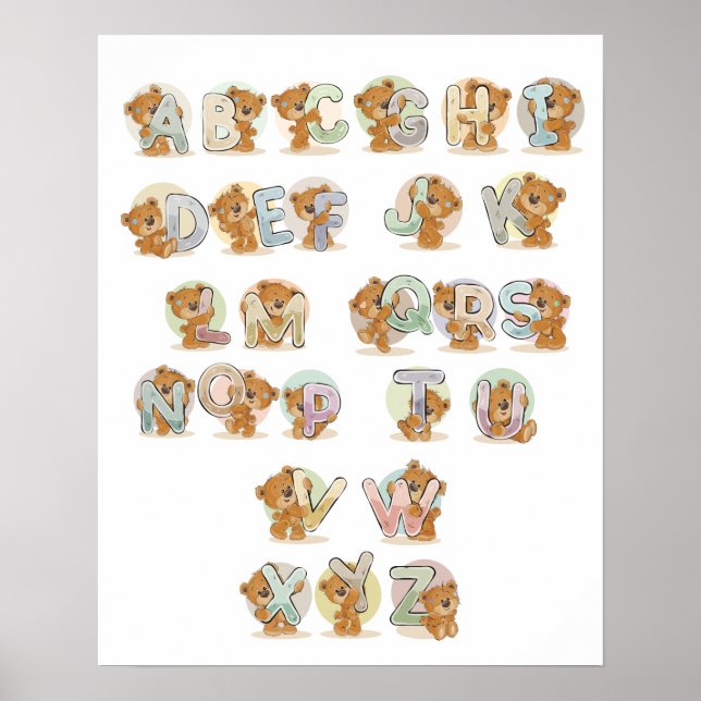 Teddybär Alphabet Poster (Vorne)
