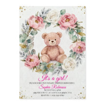 Teddybär-Aquarell-Baby-Shower-Einladung