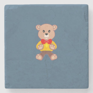 Teddybär auf Blau Steinuntersetzer