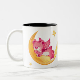 Teddybär auf der Tasse des Mondes