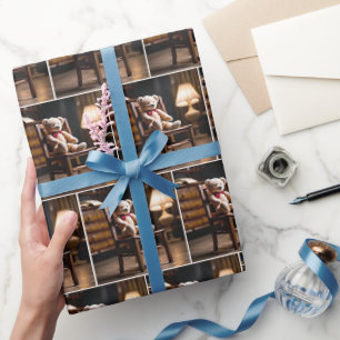 Teddybär auf einem Stuhl Geschenkpapier
