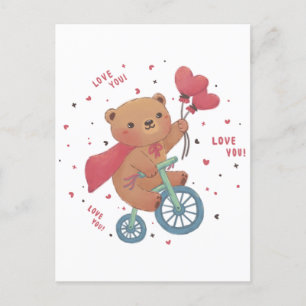 Teddybär auf Fahrrad: Liebe dich! Postkarte