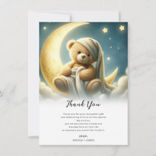 Teddybär auf Mondschein Sterne Babyparty Einladung