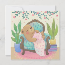 Teddybär auf Vintage-Sessel-Illustration Dankeskarte
