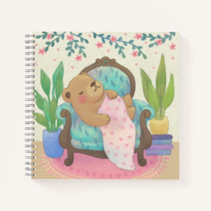 Teddybär auf Vintage-Sessel-Illustration Notizbuch