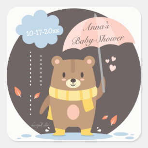 Teddybär-Aufkleber für Baby Shower Quadratischer Aufkleber