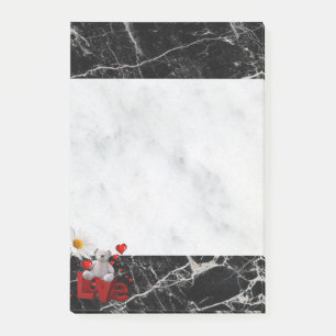 Teddybär aus weißem und schwarzem Marmor Post-it Klebezettel