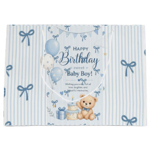 Teddybär-Baby-Junge-Geburtstagsgeschenktasche" Große Geschenktüte