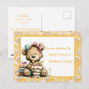 Teddybär Baby Jungen Geburtstagseinladung Postkarte