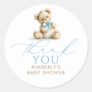 Teddybär-Baby-Party-Dankeschön-Geschenke für Junge Runder Aufkleber