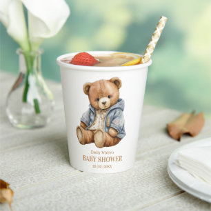 Teddybär-Baby-Party-Einladung Kann kaum warten  Pappbecher