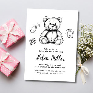 Teddybär-Baby-Party-Einladung, minimalistisches Ba Einladung