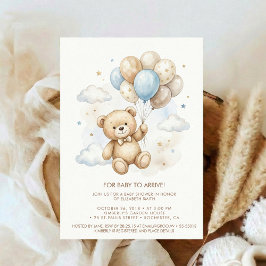 Teddybär-Baby-Party mit braunen Salbeiballons Einladung