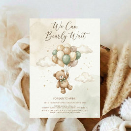 Teddybär-Baby-Party mit braunen Salbeiballons Einladung