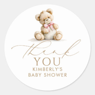 Teddybär-Baby-Shower-Dankeschön-Geschenke für Mädc Runder Aufkleber
