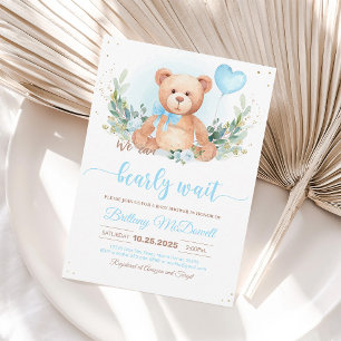 Teddybär-Baby-Shower-Einladung   Blau & Braun Einladung