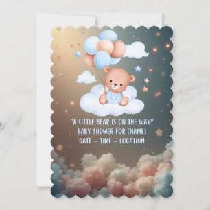 Teddybär-Baby-Shower-Einladung – Neutral Boho Einladung