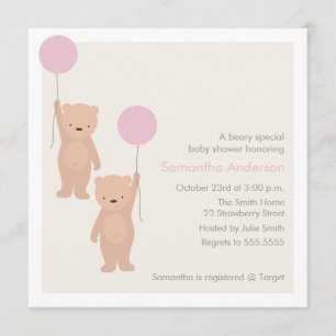 Teddybär-Babyparty-Einladung - Doppelmädchen Einladung