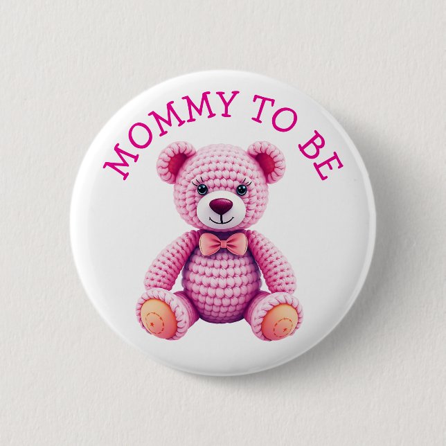 Teddybär  | Babyparty für werdende Mütter Button (Vorderseite)