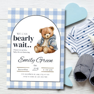 Teddybär-Babyshower-Einladung, Baby-Shower Blaues- Einladung