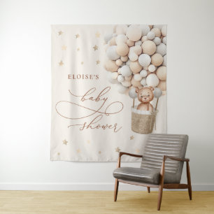 Teddybär-Ballon Neutral Kaum warten Babyparty Wandteppich