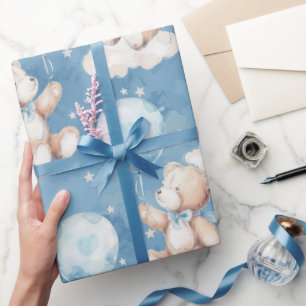 Teddybär-Ballon schwebend für Babyjungen Geschenkpapier