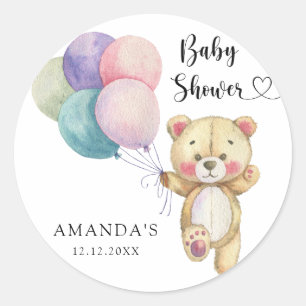 Teddybär-Ballons - Babyparty Runder Aufkleber