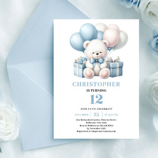 Teddybär-Ballons-Einladung zum Geburtstag für eine Einladung