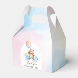 Teddybär-Ballonwolken Beary Erster Geburtstag Geschenkschachtel