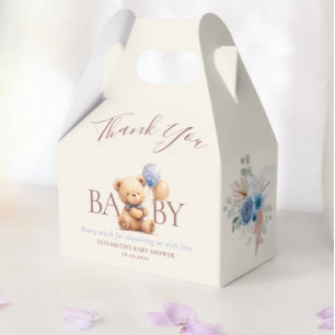 Teddybär-Balloons Boho Blaue Rose Floral Geschenkschachtel