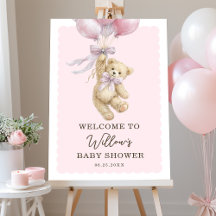 Teddybär-Balloons Rosa Baby-Shower-Willkommensschi