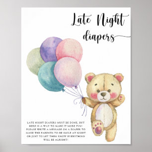 Teddybär-Balloons - Späte Nacht Windeln Spiel Poster