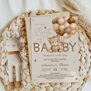Teddybär-Balloons warten kaum Boho-Baby-Party Einladung