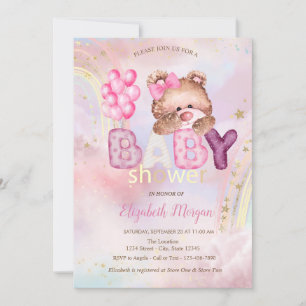 Teddybär-Balloons-Wolke-Regenbogen-Baby-Party Einladung