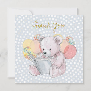 Teddybär beim Lesen eines Buches Dankeskarte