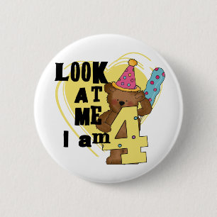 Teddybär bin ich 4 Geburtstags-T-Shirts und Gesche Button
