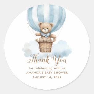Teddybär Blau Mond Baby Shower Geschenk Runder Aufkleber