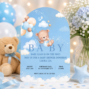TEDDYBÄR BLAUE BABYPARTY-EINLADUNG EINLADUNG