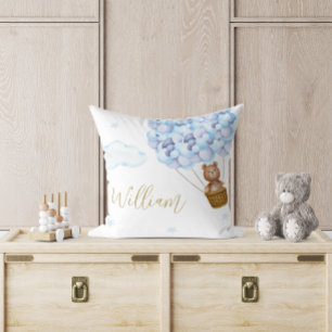 Teddybär Blaue Ballons Baby-Kinderzimmer Kissen