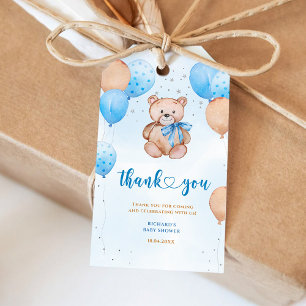 Teddybär Blaue Ballons Geschenkanhänger
