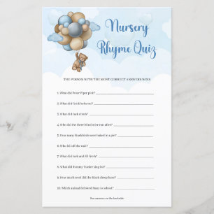 Teddybär blaue braune Luftballons Kinderreim-Quiz