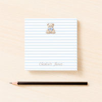 Teddybär & blaue Streifen Benutzerdefinierter Name