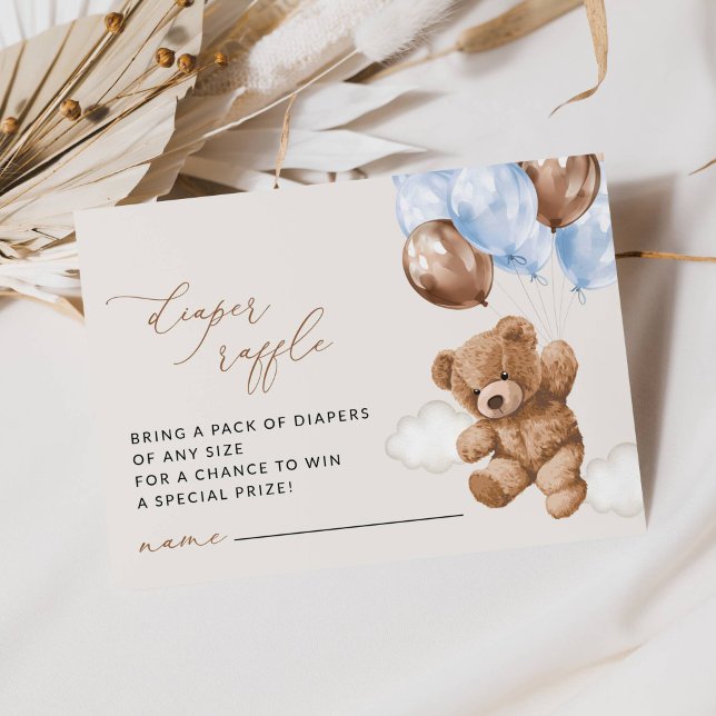 Teddybär, Blauer Ballon, Windelwirbel Begleitkarte (Von Creator hochgeladen)