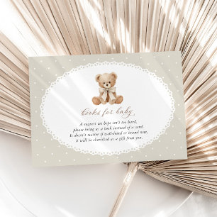 Teddybär, Bogen, Beige Tupfen, Bücher fürs Baby Begleitkarte